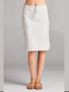 Ovi Striped White Midi Skirt, size S